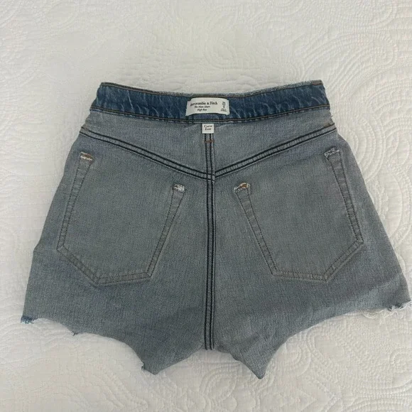 Abercrombie Curve Love Mom Shorts High Rise Distressed Raw Hem Size 25 - Picture 11 of 16